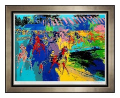 LeRoy NEIMAN Serigraph RARE Original Large Signed Saratoga Horse Racing Painting