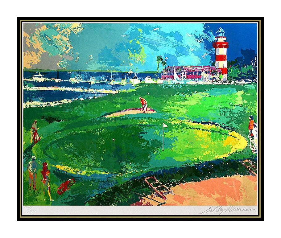 LeRoy NEIMAN Serigraph Rare Original Signed Golf Artwork 18th at Harbour Town - Print by Leroy Neiman