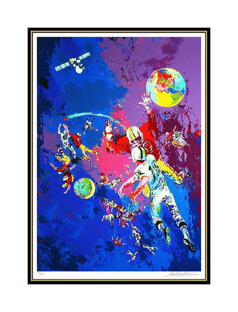 LeRoy NEIMAN Serigraph Satellite Football NFL Super Bowl Signed Sports Artwork - Print by Leroy Neiman