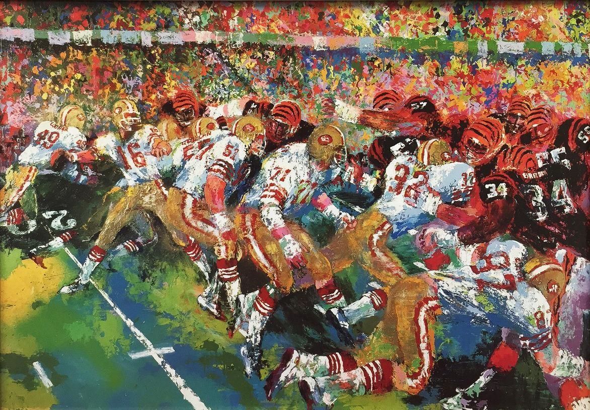 Artist:         Leroy Neiman

Title:          Silverdome Superbowl

Dimensions: 27.5" x 38.25"

Medium:     Serigraph

Edition Number:  18/300

Year: 1982

Hand Signed and Numbered Limited Edition

Condition:  Artwork in excellent condition