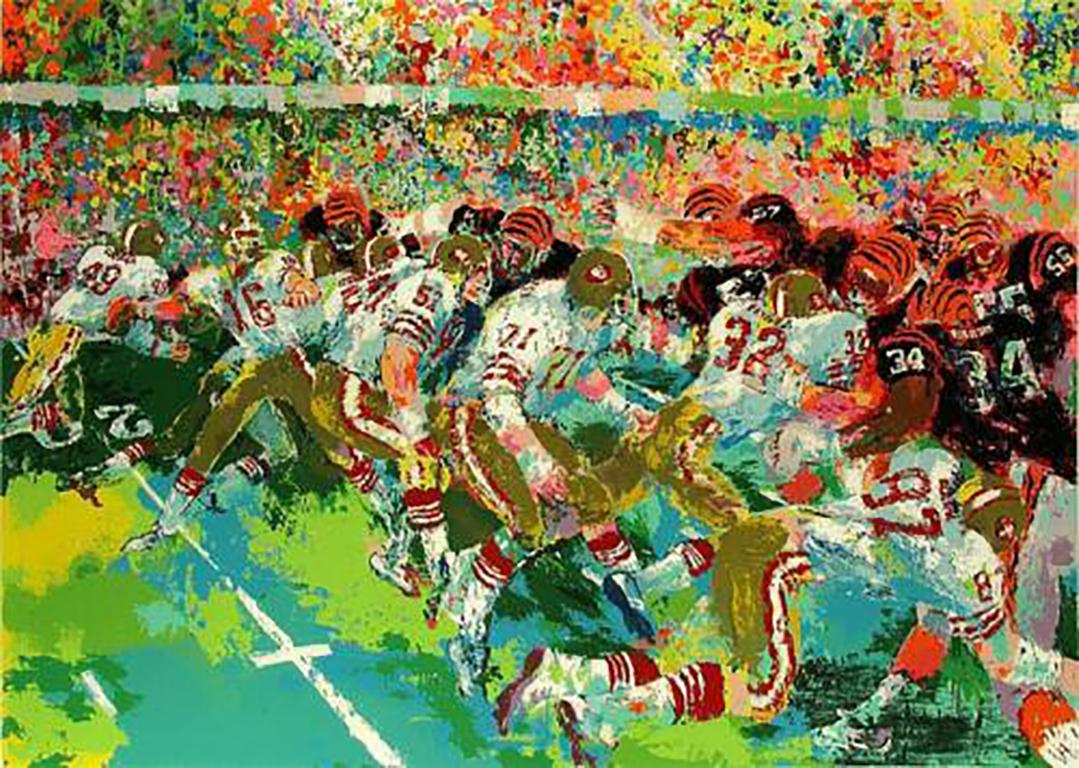 Artist:         Leroy Neiman

Title:          Silverdome Superbowl

Dimensions: 27.5" x 38.25"

Medium:     Serigraph

Edition Number:  18/300

Year: 1982

Hand Signed and Numbered Limited Edition

Condition:  Artwork in excellent condition