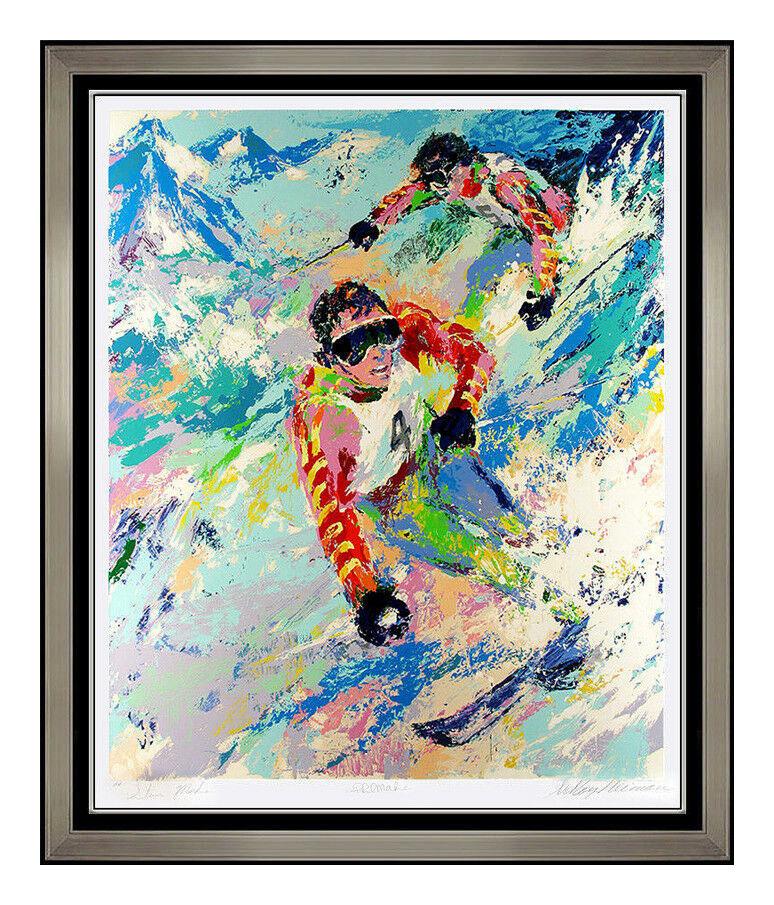 Leroy Neiman Portrait Print - LeRoy Neiman Skiing Twins Mahre Color Serigraph Large Signed Original Artwork
