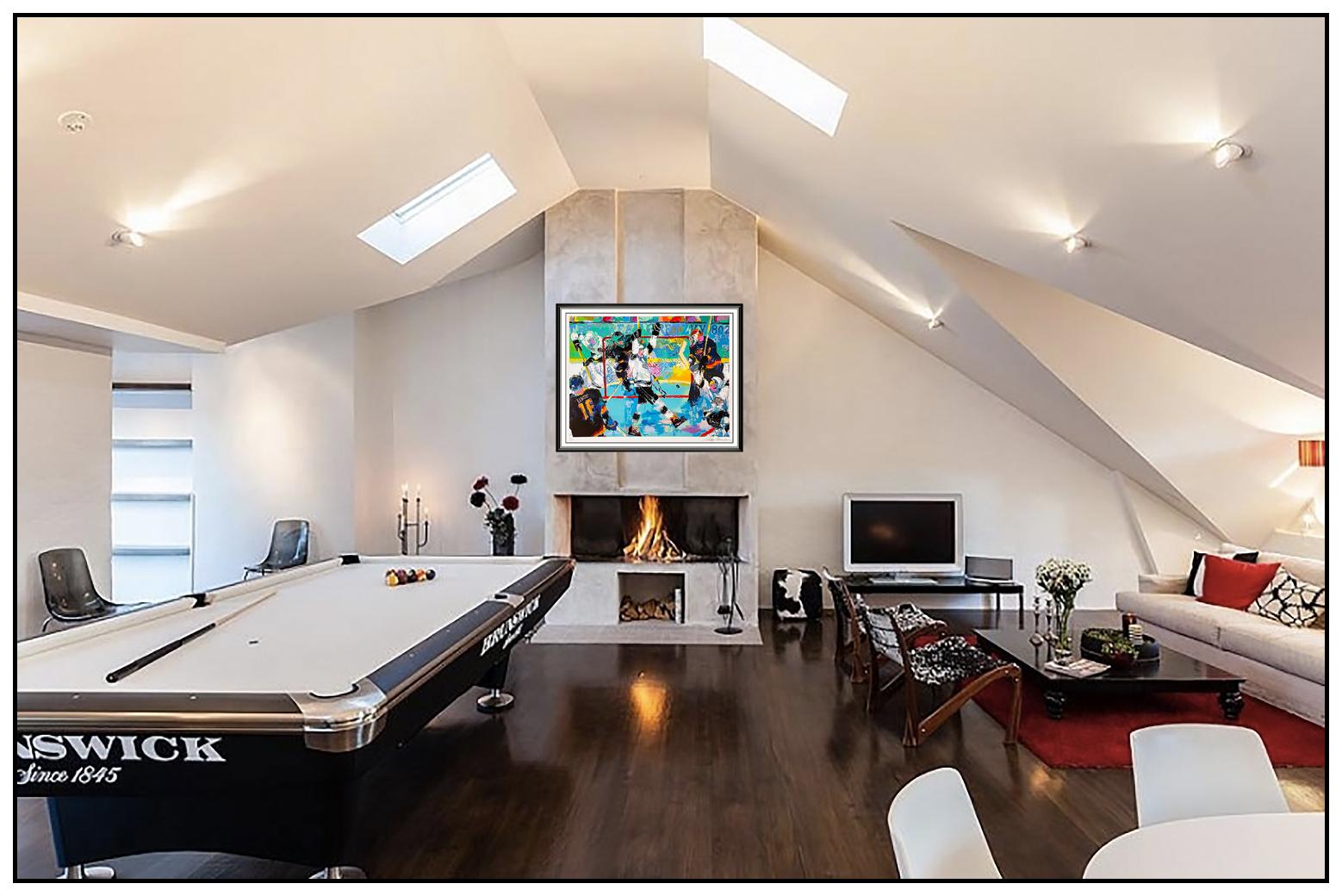 LeRoy Neiman Wayne Gretzky Goal Sports Serigraph Signed Hockey Kings Large Art - Print by Leroy Neiman