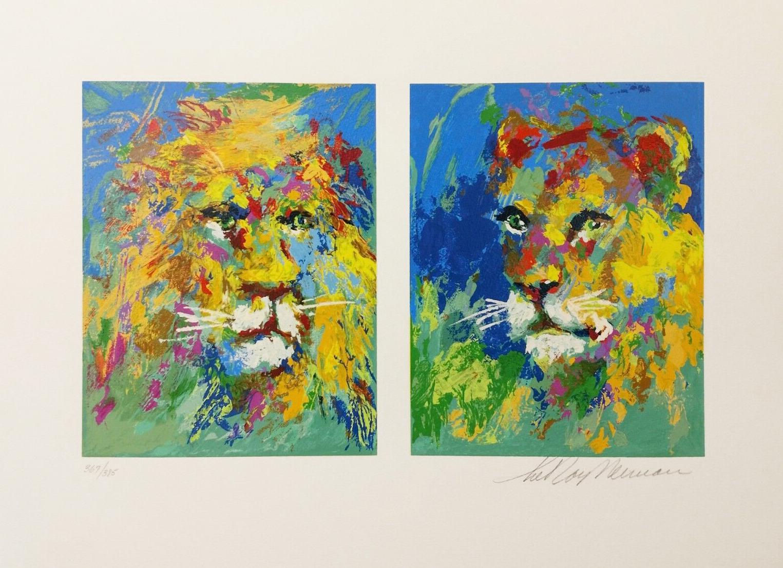LION AND LIONESS - Print by Leroy Neiman