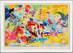 Vintage "Montreal Olympics 1976" Colorful Abstract Expressionist Figurative Lithograph