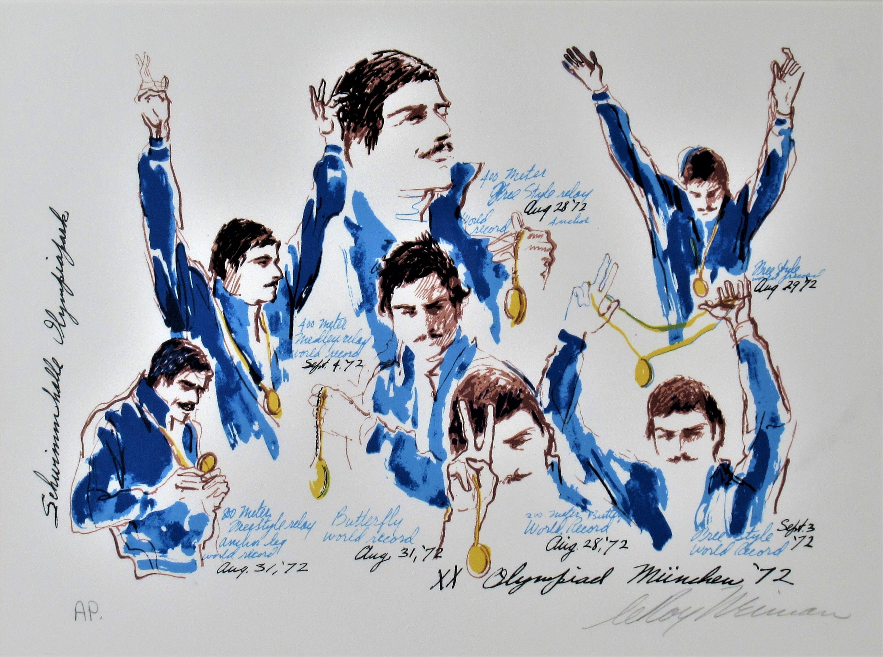 Munich, Olympic 1972, Mark Spitz - Print by Leroy Neiman
