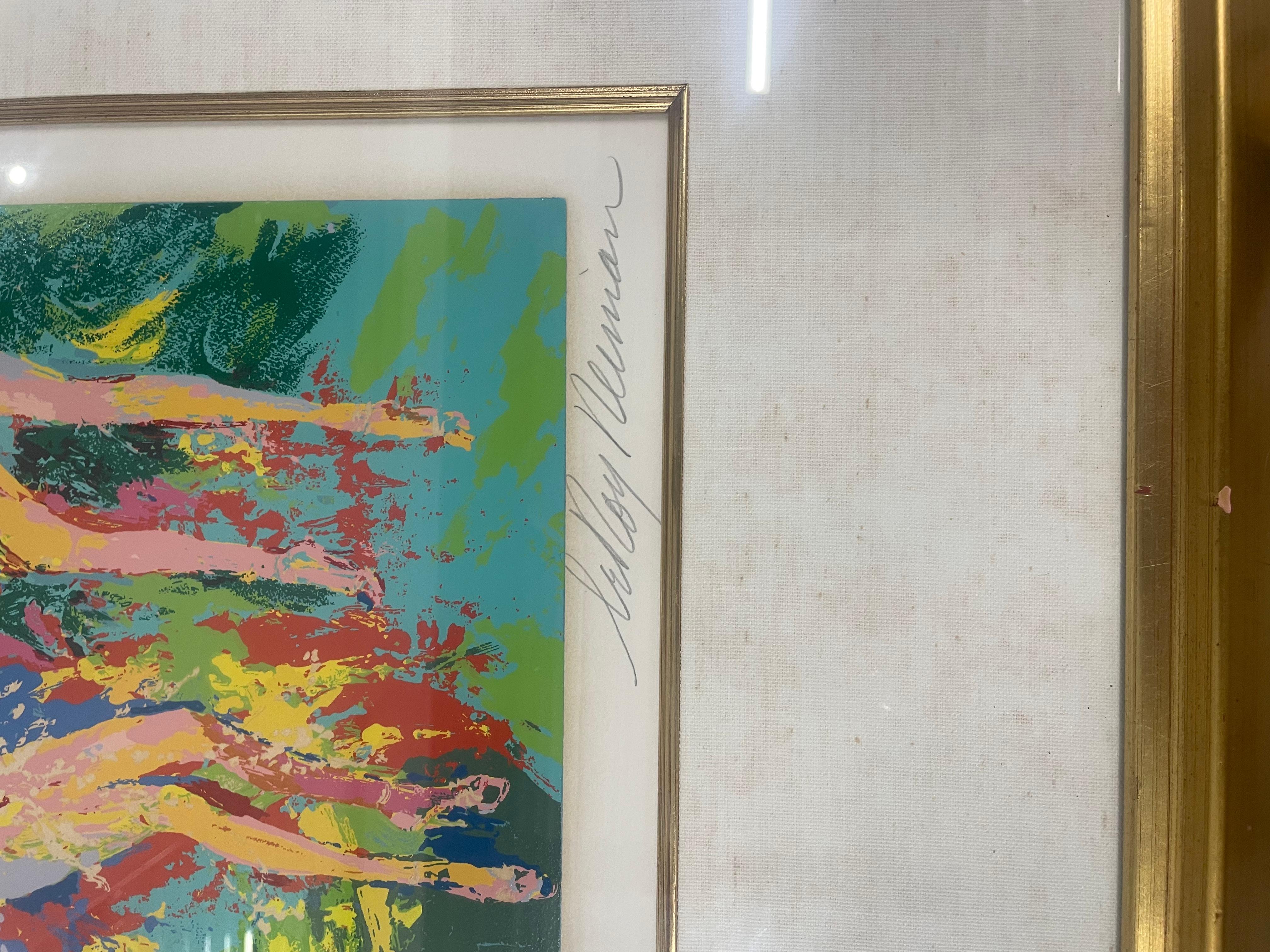 This is an Leroy Neiman Serigraph signed and numbered “Passistas”. In good condition. Could use new matting . Measures 30x26