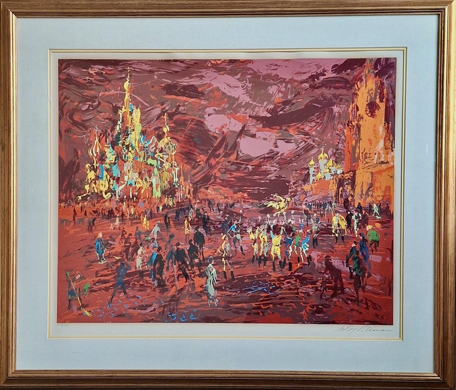 Figurative Print de Leroy Neiman - "Plaza Roja" Serigrafía sobre papel