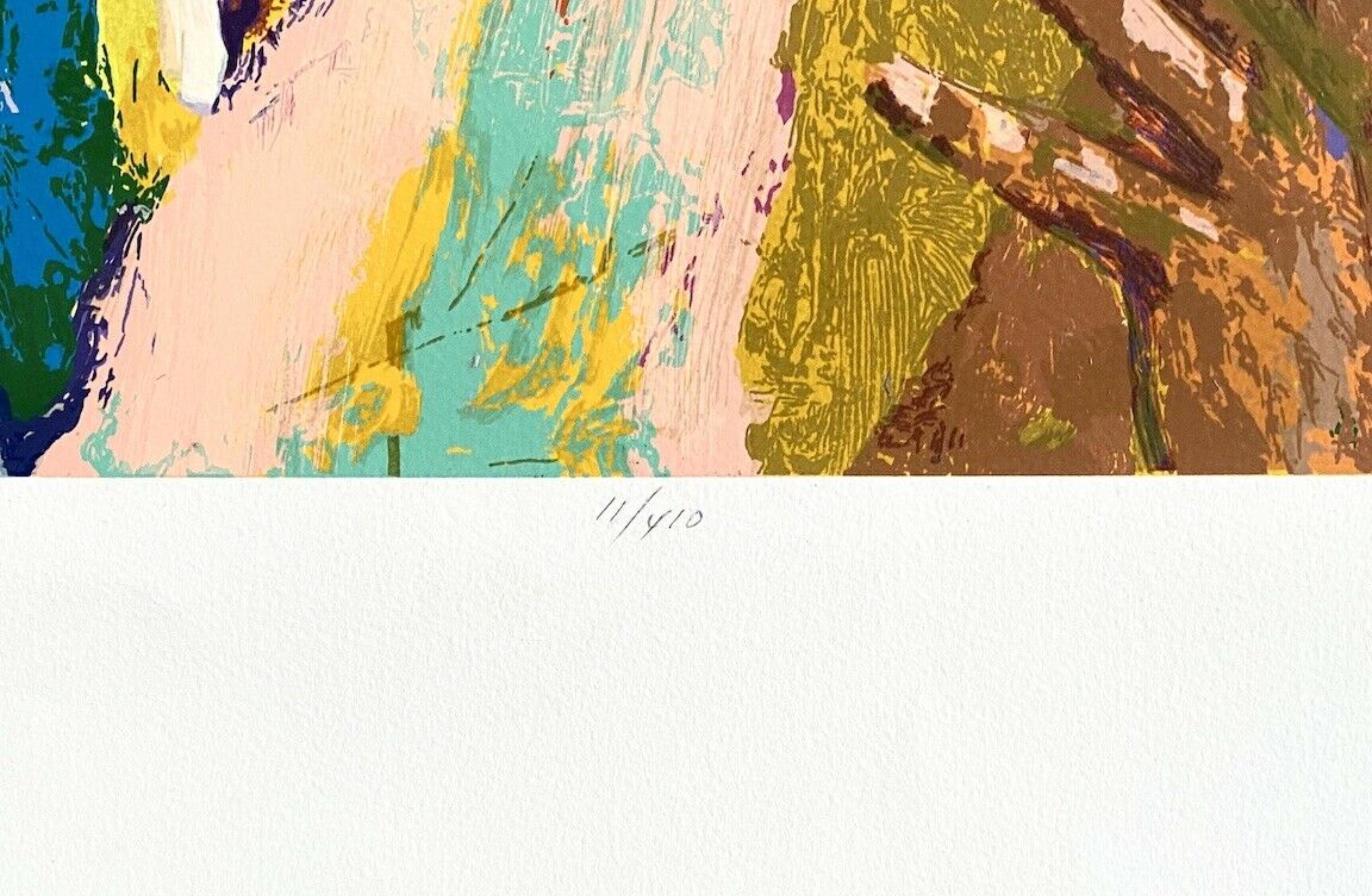 Shaq (Shaquille O'Neal / Los Angeles Lakers), LeRoy Neiman - Figurative Print Marrón de Leroy Neiman