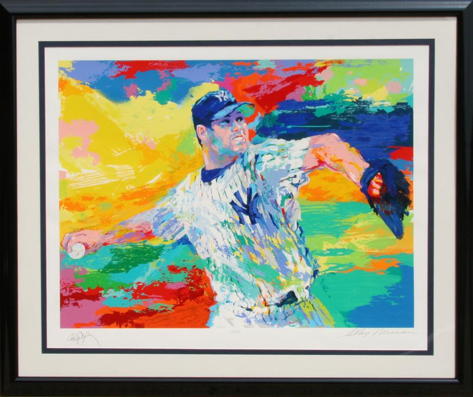 Leroy Neiman Figurative Print - The Rocket: Roger Clemens, Yankees Baseball Pitcher by LeRoy Neiman