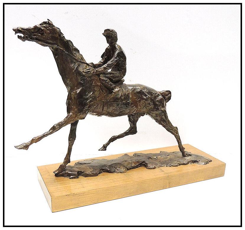 LeRoy Neiman Horse Racing Suite Bronze Sculpture Set Signed Large Jockey Statue - Gold Figurative Sculpture by Leroy Neiman