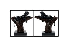 LEROY NEIMAN Rare BRONZE SculPTURE Schwarzer Panther VIGILANT Signiert Original ART