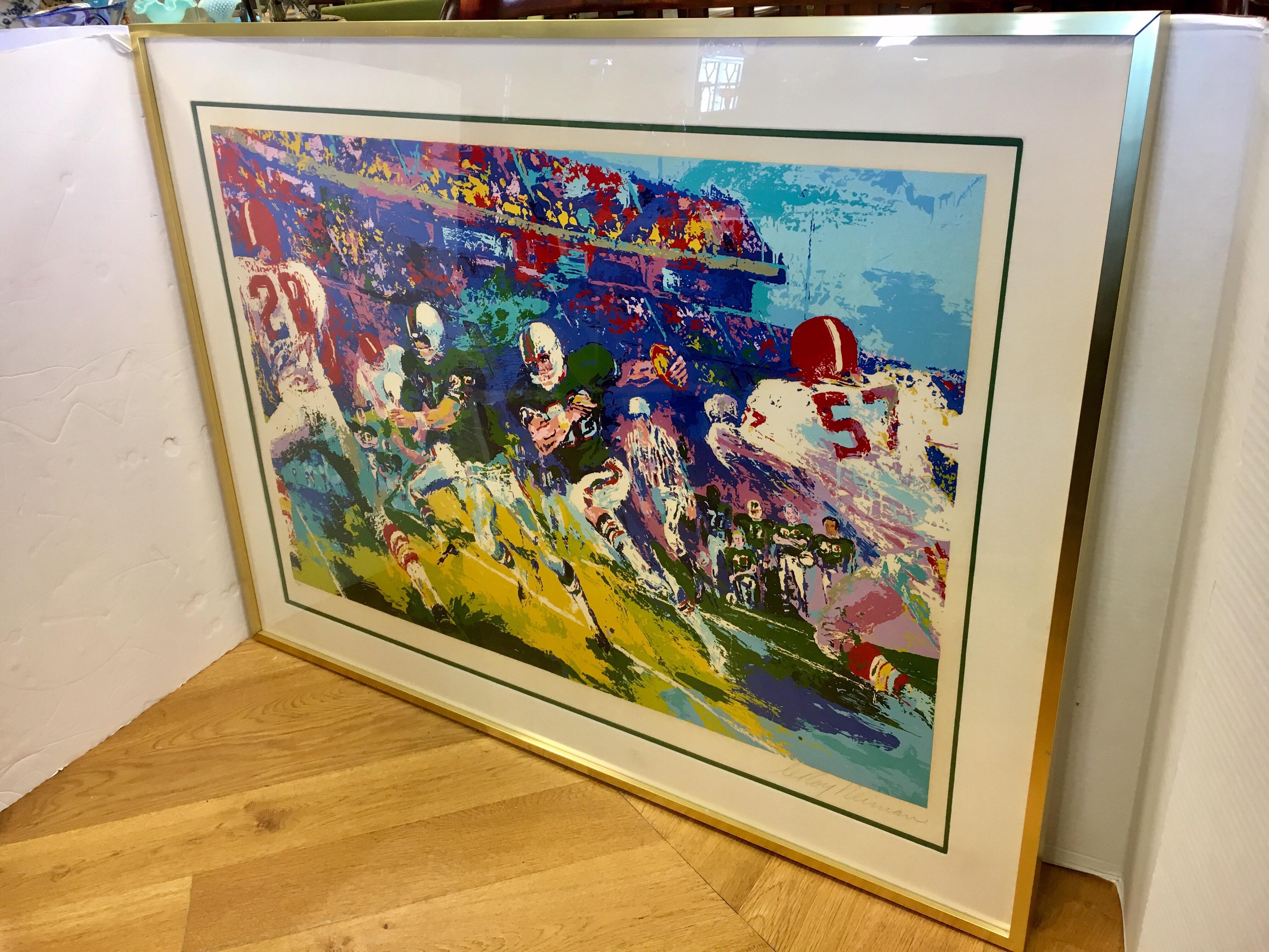 American LeRoy Neiman Signed & Numbered Large Serigraph Limited Edition Gridiron Football