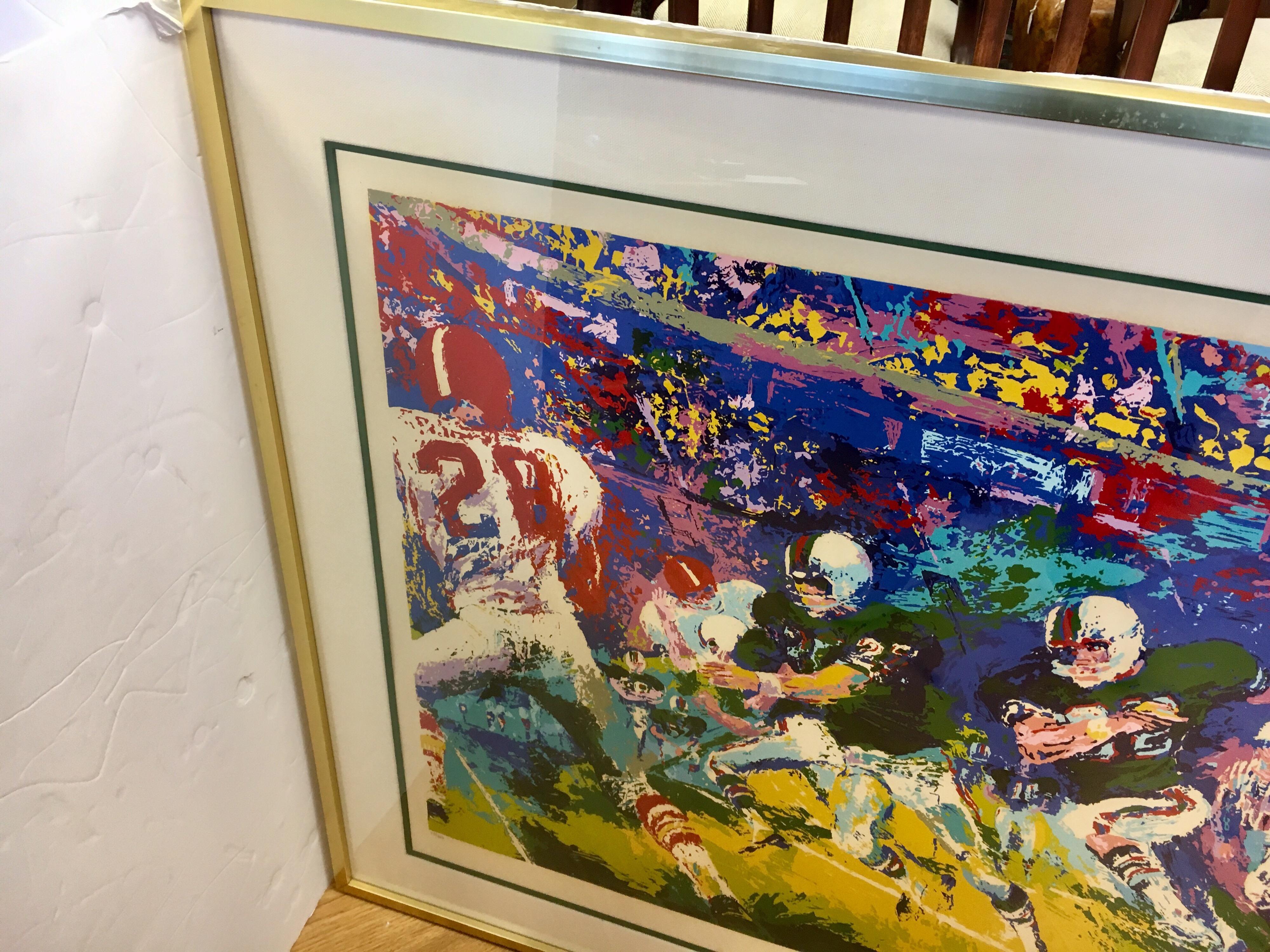 LeRoy Neiman Signed & Numbered Large Serigraph Limited Edition Gridiron Football In Good Condition In West Hartford, CT