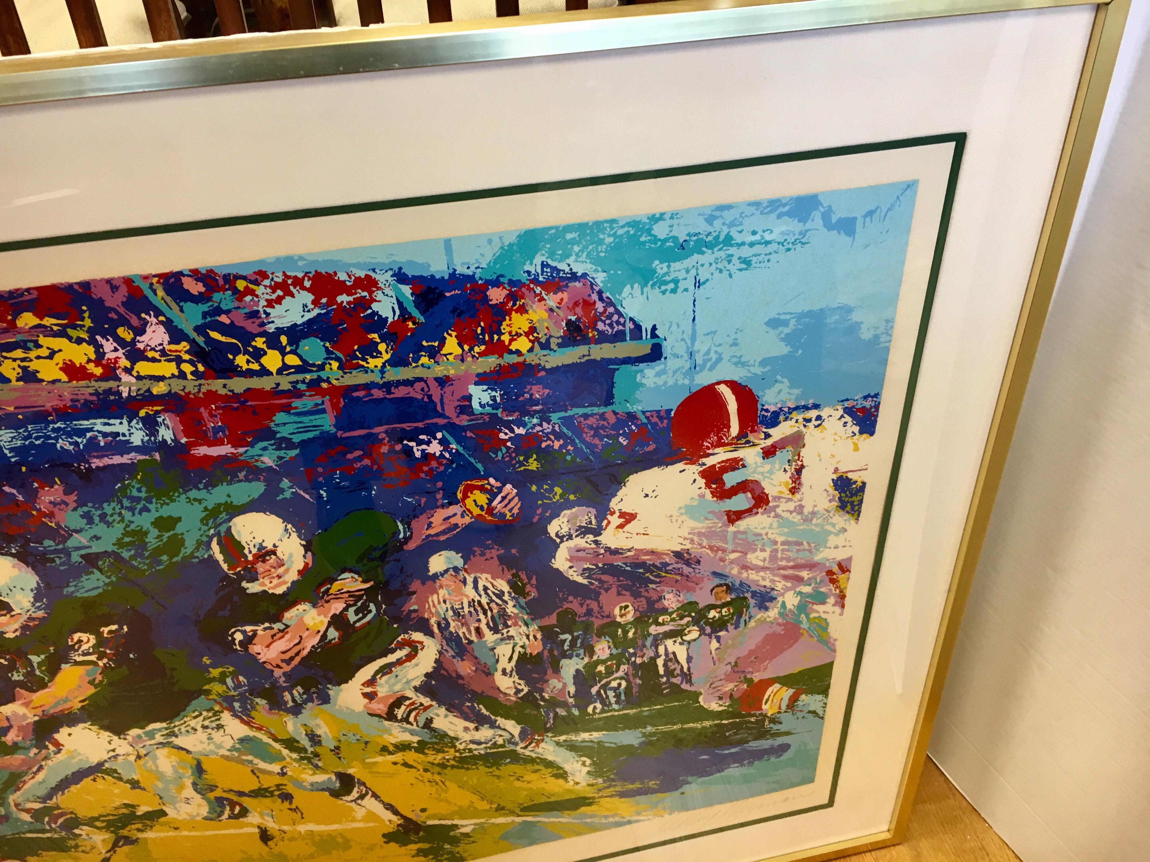 Metal LeRoy Neiman Signed & Numbered Large Serigraph Limited Edition Gridiron Football