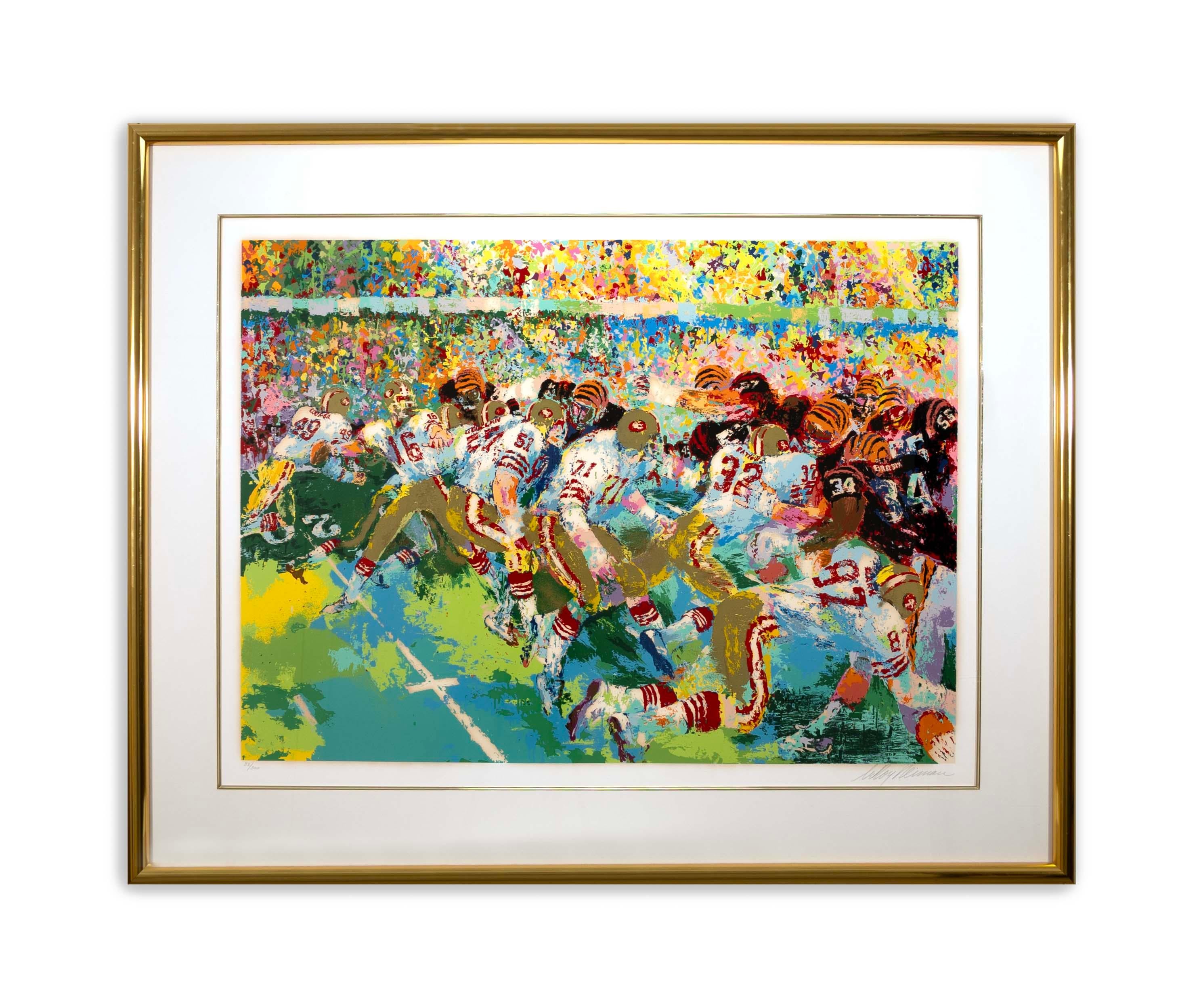 A lively contemporary serigraph on paper titled 