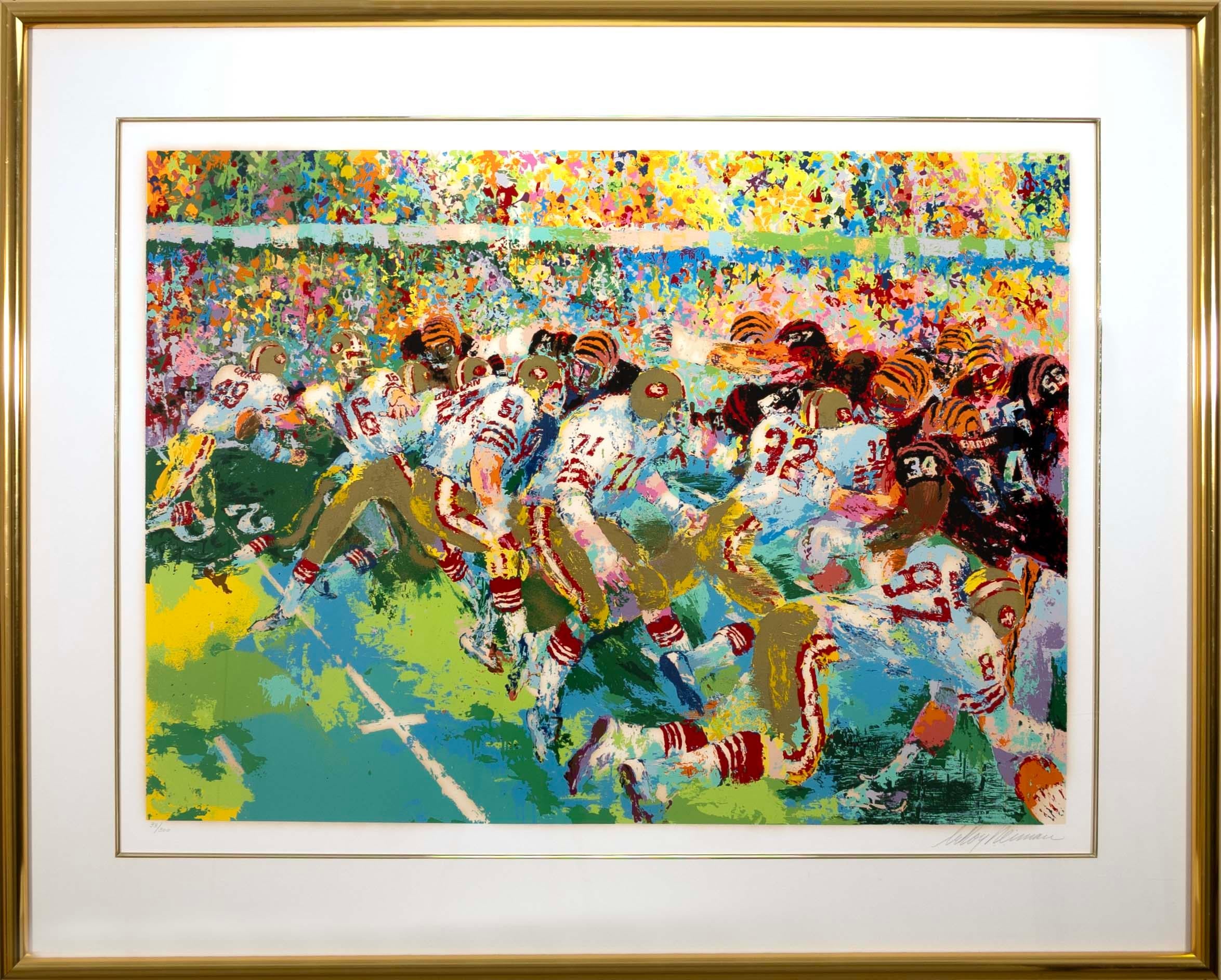 American Leroy Neiman Silverdome Super Bowl Signed Silkscreen on Paper 33/300 Framed 1982 For Sale