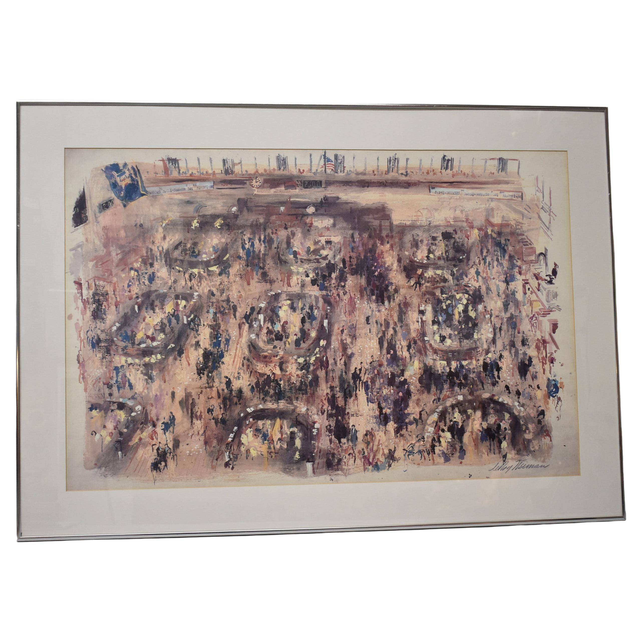 LeRoy Neiman "Stock Exchange" 1977 Print