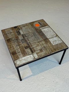 Les 2 Potiers Ceramic Side Table, Vintage Design, Colorful Décor, 1960