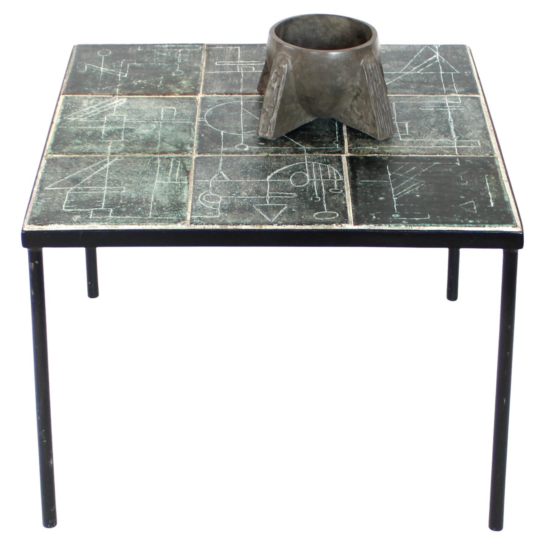 Les 2 Potiers Michelle and Jacques Serre Deux Potiers French Ceramic Side Table For Sale