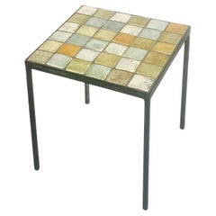 Les 2 Potiers, Michelle and Jacques Serre French Ceramic Tile Top Side Table