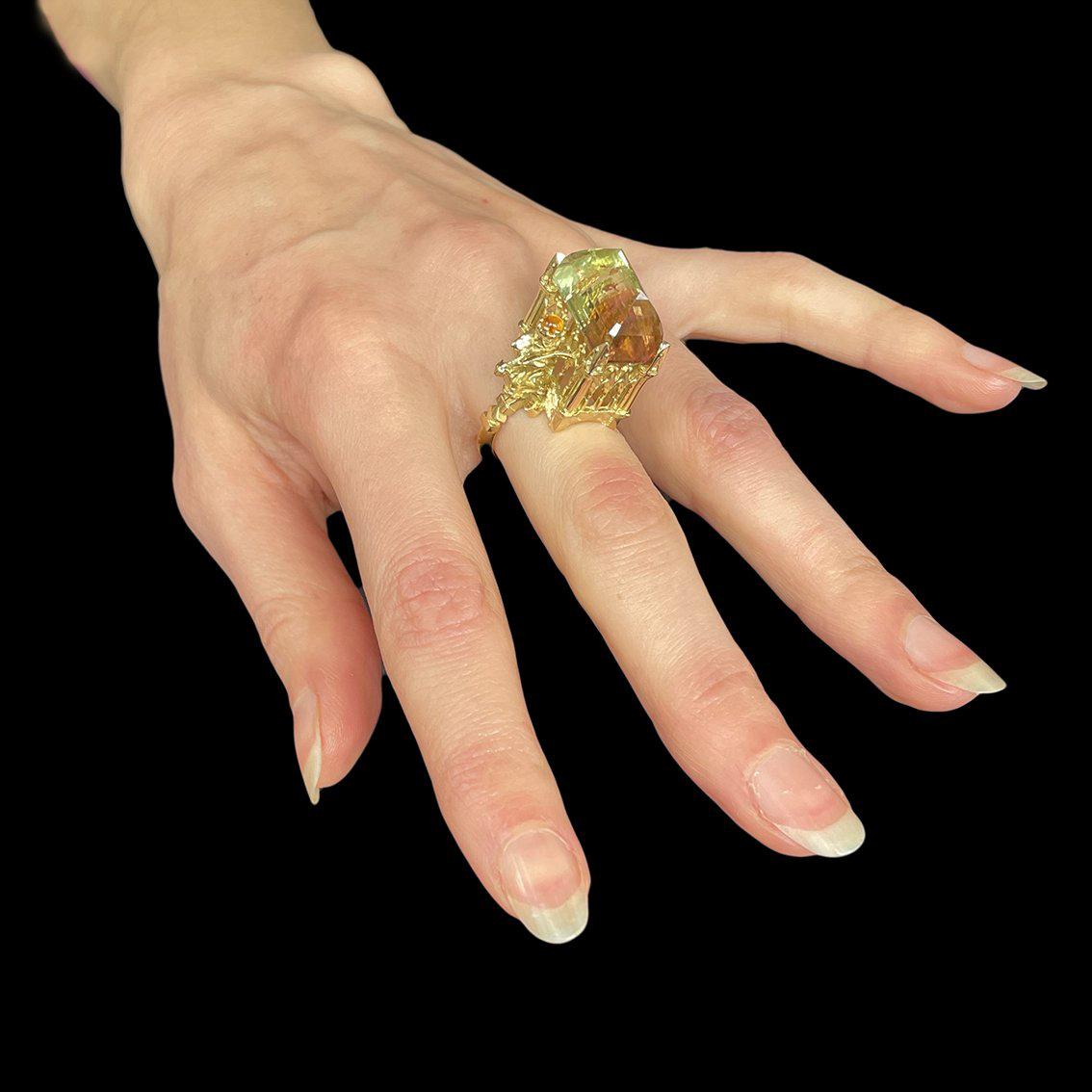 Tourmaline & Citrine gold ring  For Sale 3