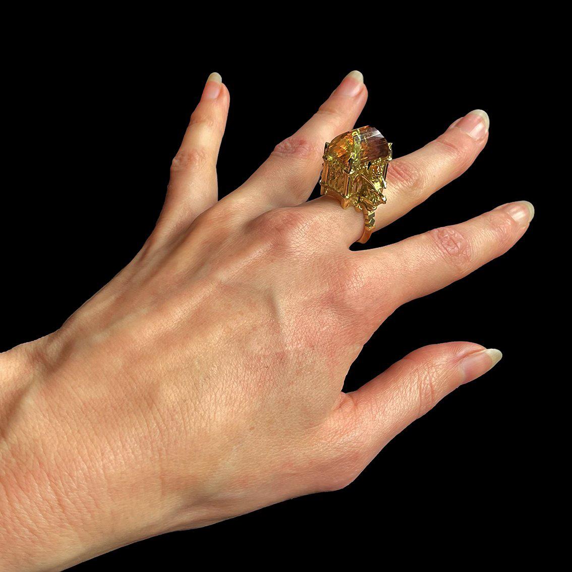 Tourmaline & Citrine gold ring  For Sale 5