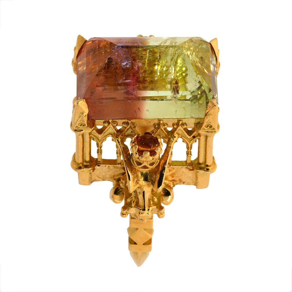 Tourmaline & Citrine gold ring  For Sale 6