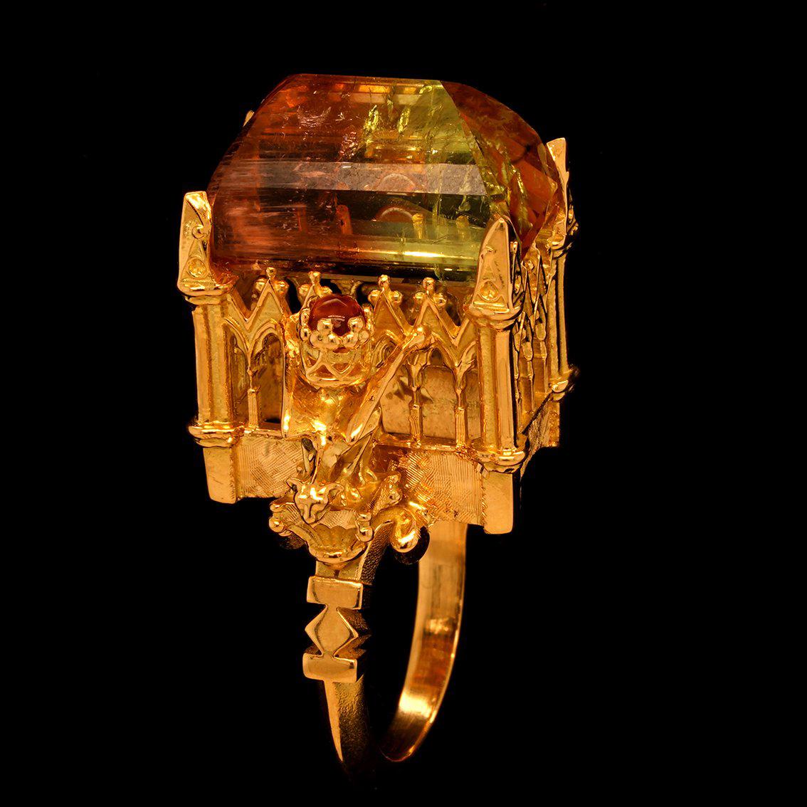 Tourmaline & Citrine gold ring  For Sale 7