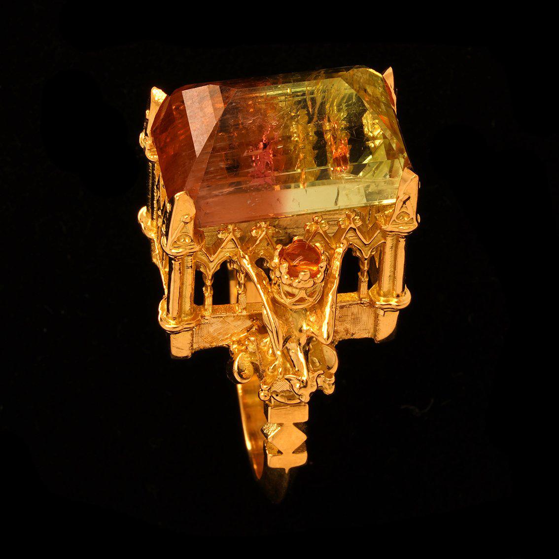 Tourmaline & Citrine gold ring  For Sale 8