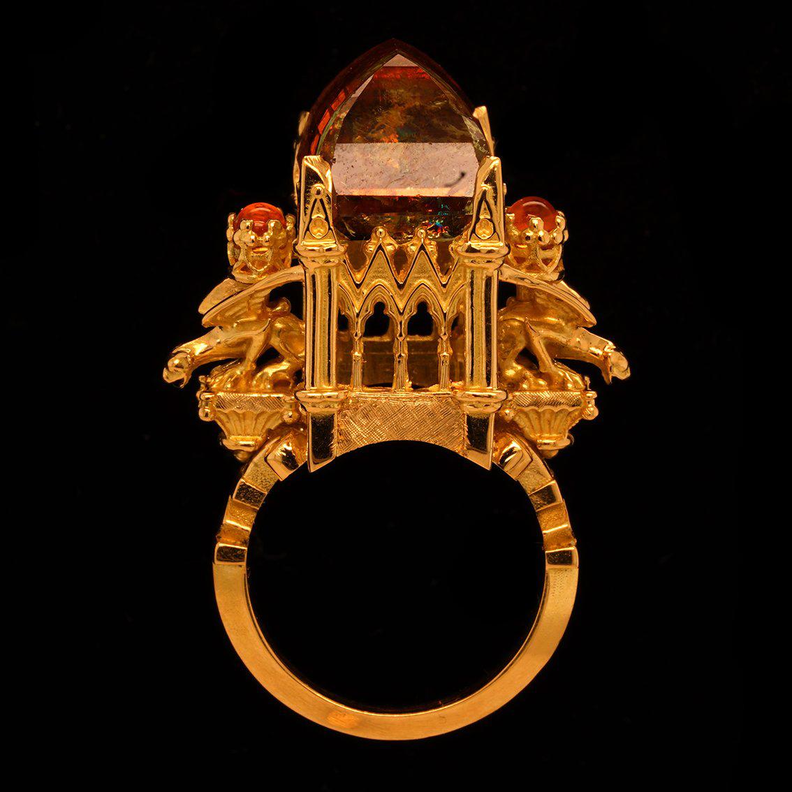 Tourmaline & Citrine gold ring  For Sale 9