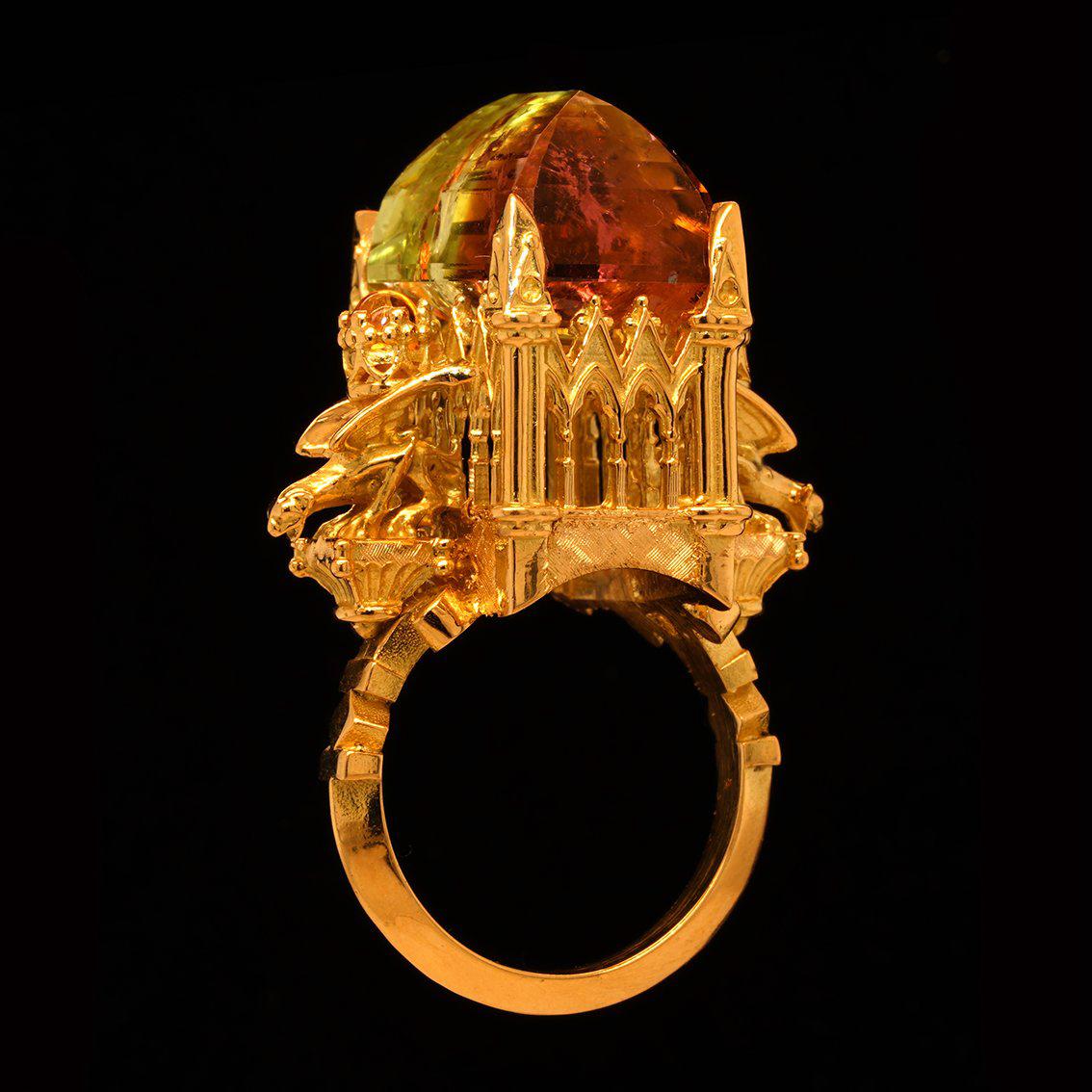 Tourmaline & Citrine gold ring  For Sale 11