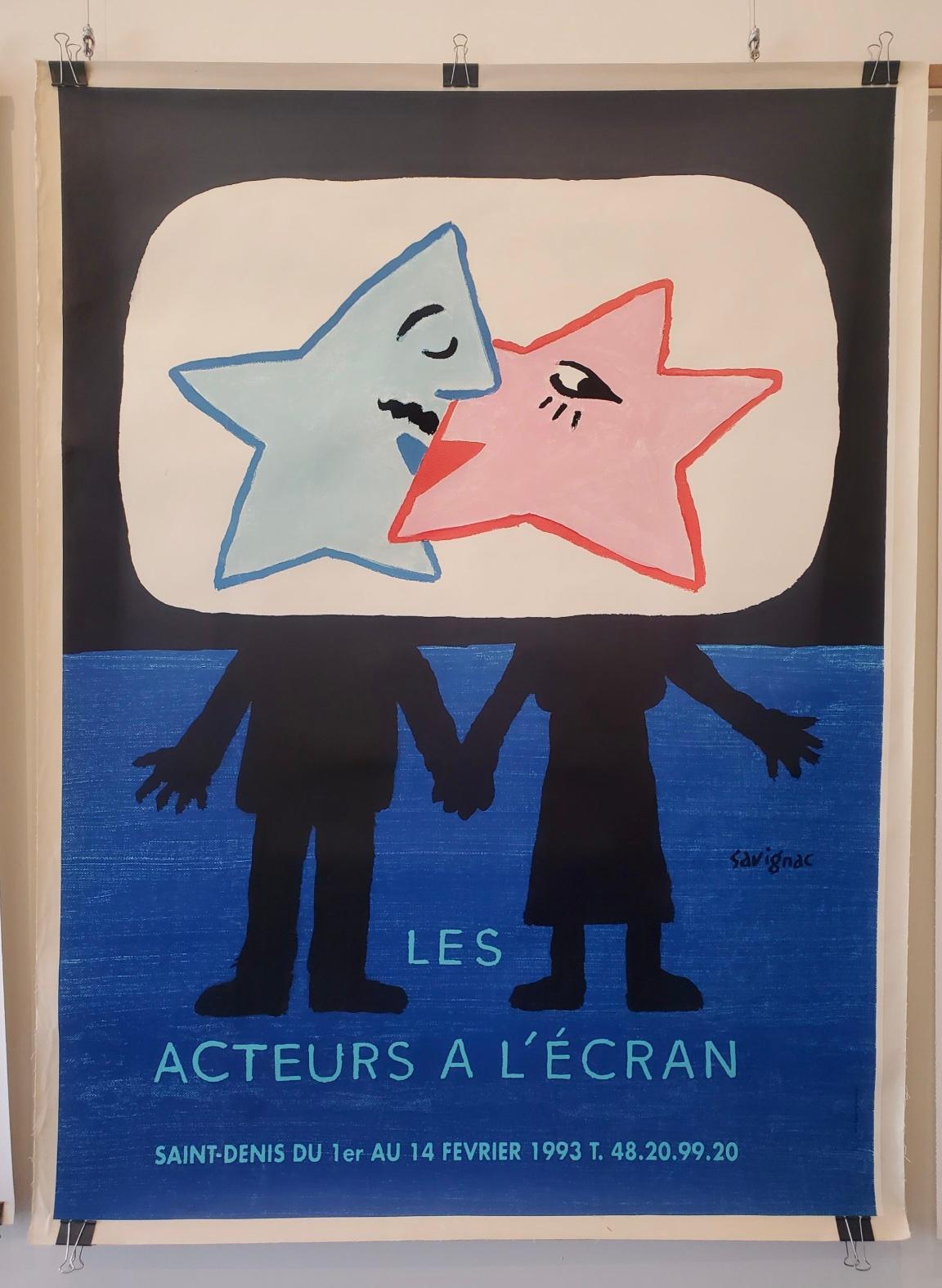 'Les Acteurs A L’ecran' by SAVIGNAC, French Festival of Cinema Poster, 1993 In Good Condition For Sale In Melbourne, Victoria