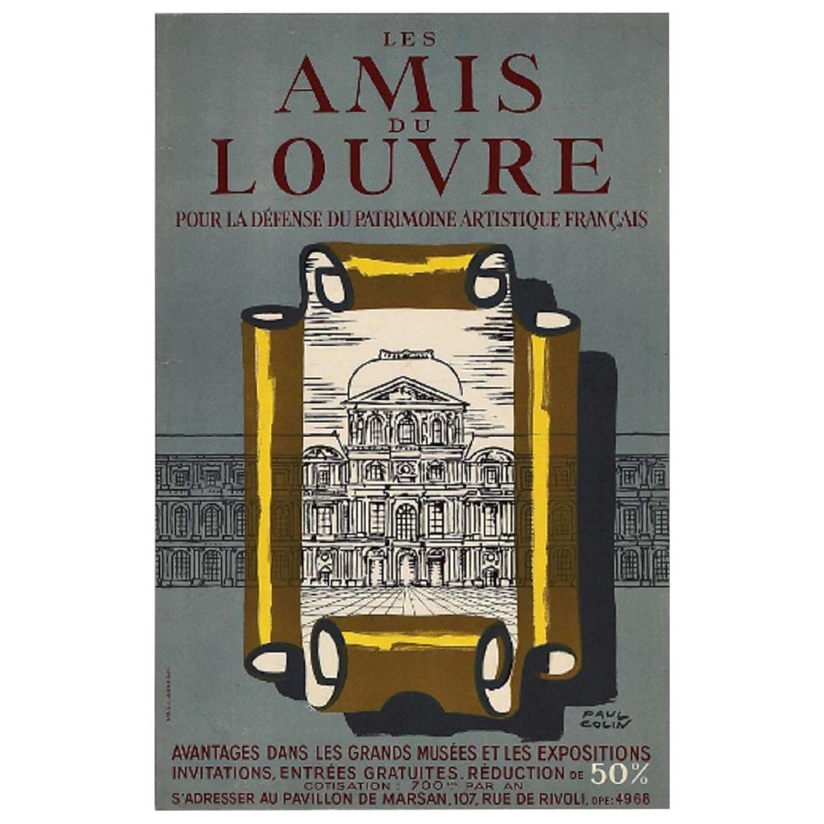 "Les Amis du Louvre" by Paul Colin Original Vintage Poster
