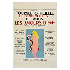 LES AMOURS D'EVE Original Vintage Theater Paris Cabaret Poster Paul Colin 1950