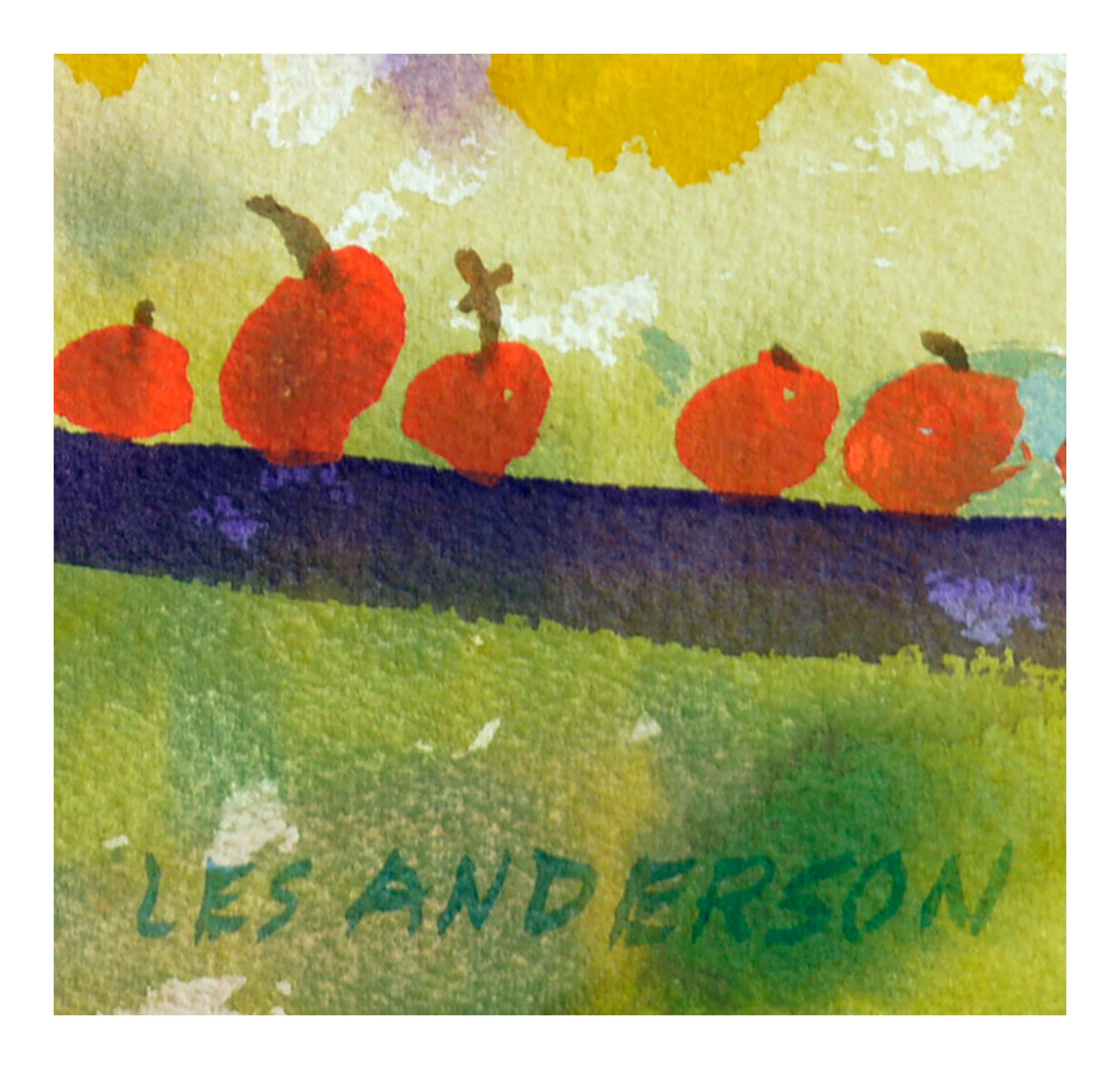 Autumn Garden Porch Abstracted Landscape with Pumpkins  - Abstract Impressionist Art by Les Anderson