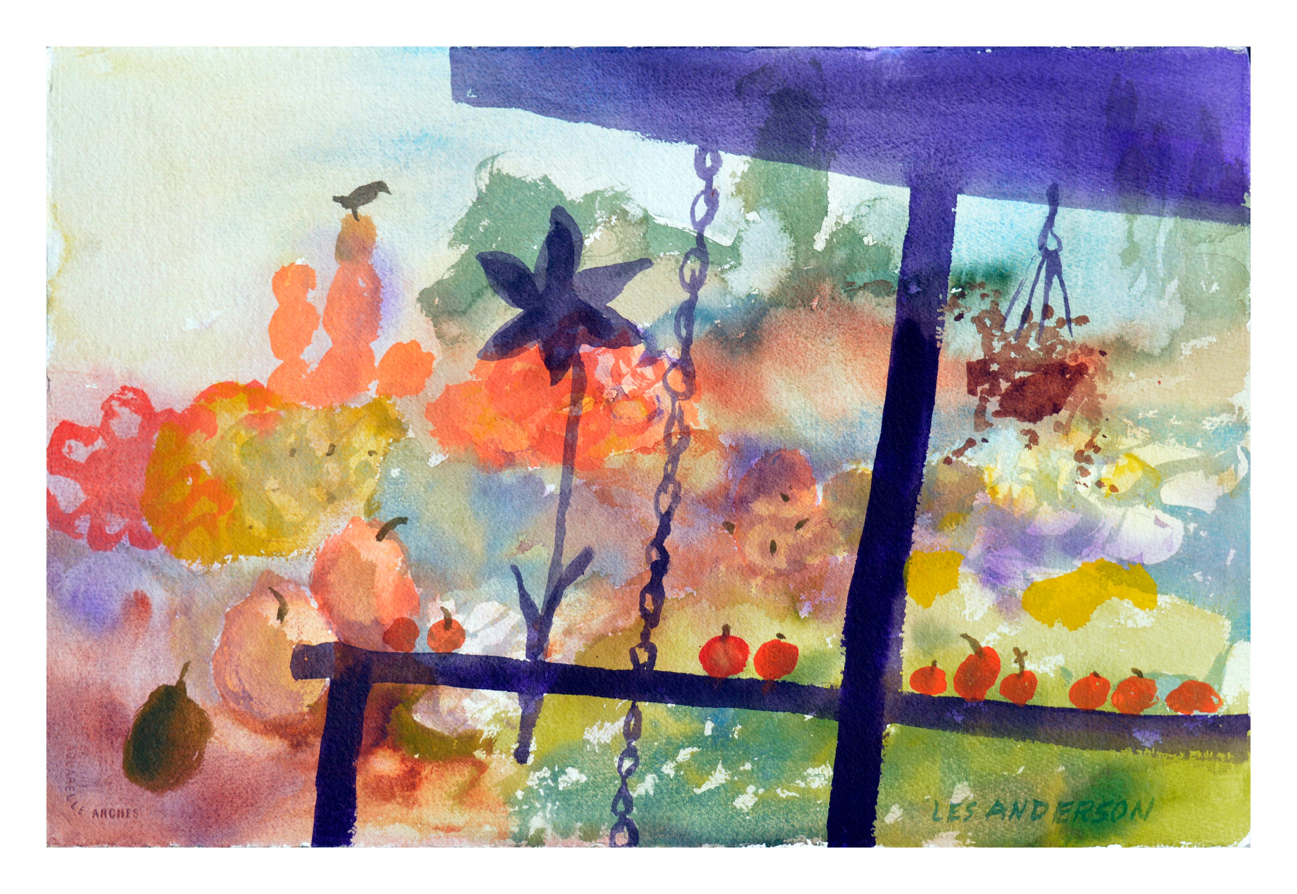 Porche de jardin d'automne paysage abstrait avec escarpins 