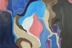 Composición expresionista abstracta de mediados de siglo con azul, morado y rosa