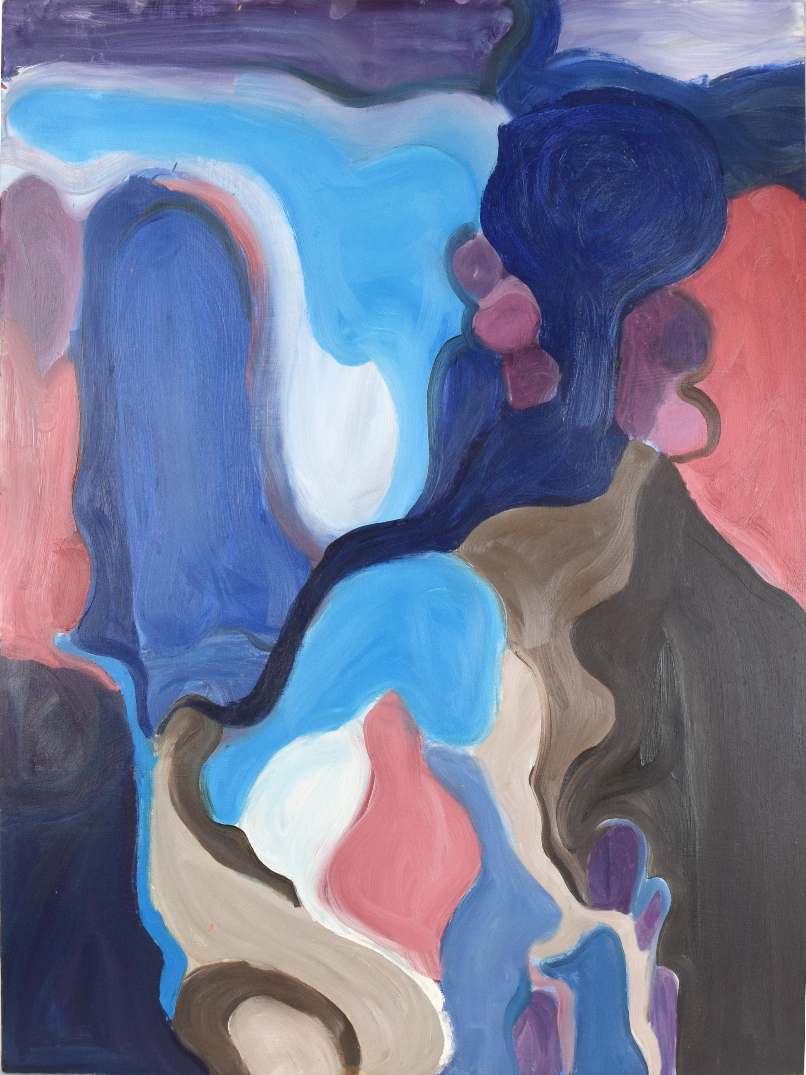Mid-Century Abstract Expressionist Composition with Blue, Purple, and Pink
