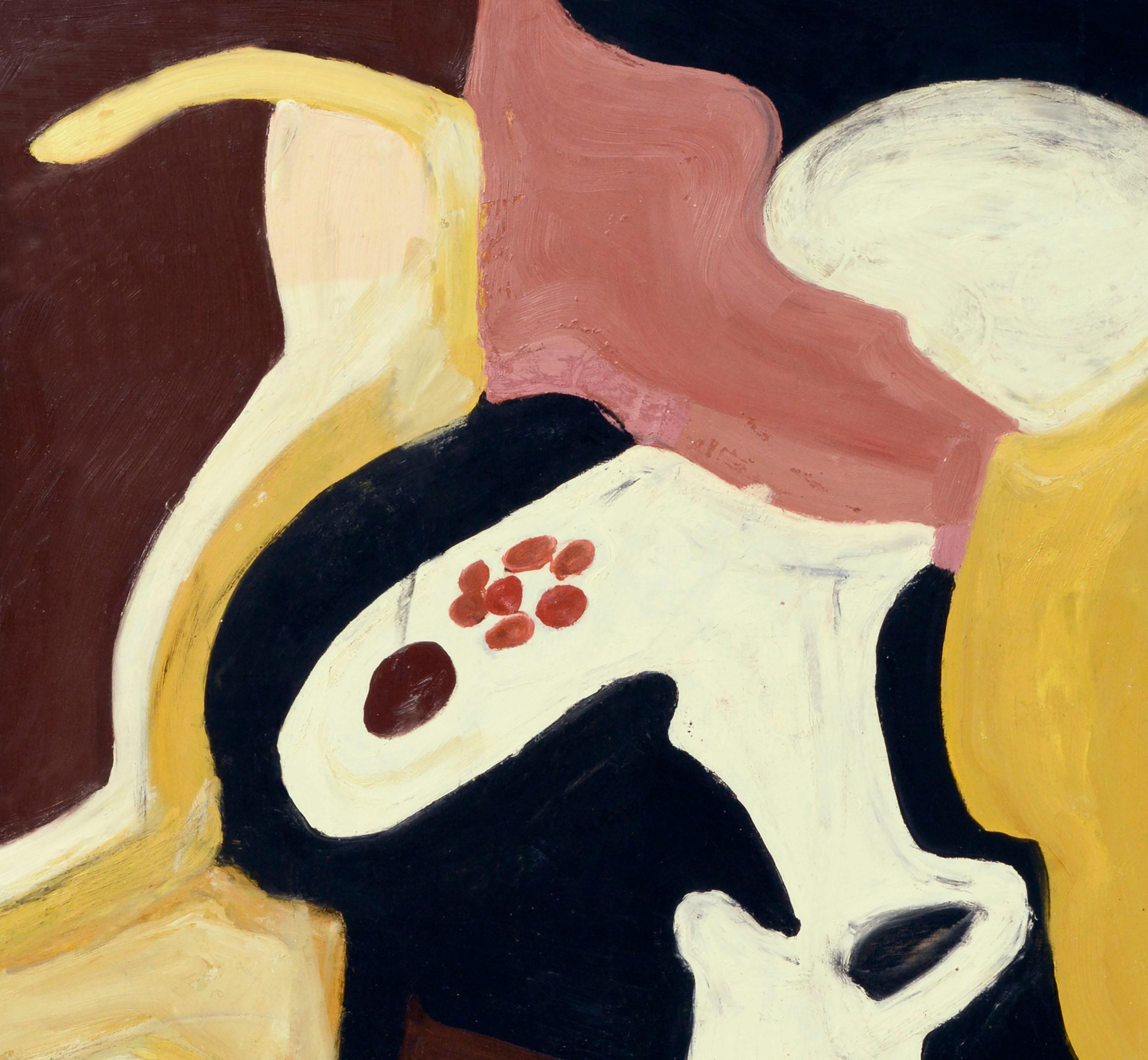 Astratto figurativo rosa e giallo - Painting Dopoguerra di Les Anderson