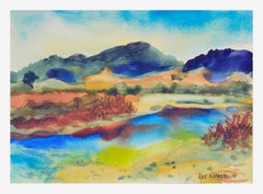 Tranquil Lake Watercolor Landscape