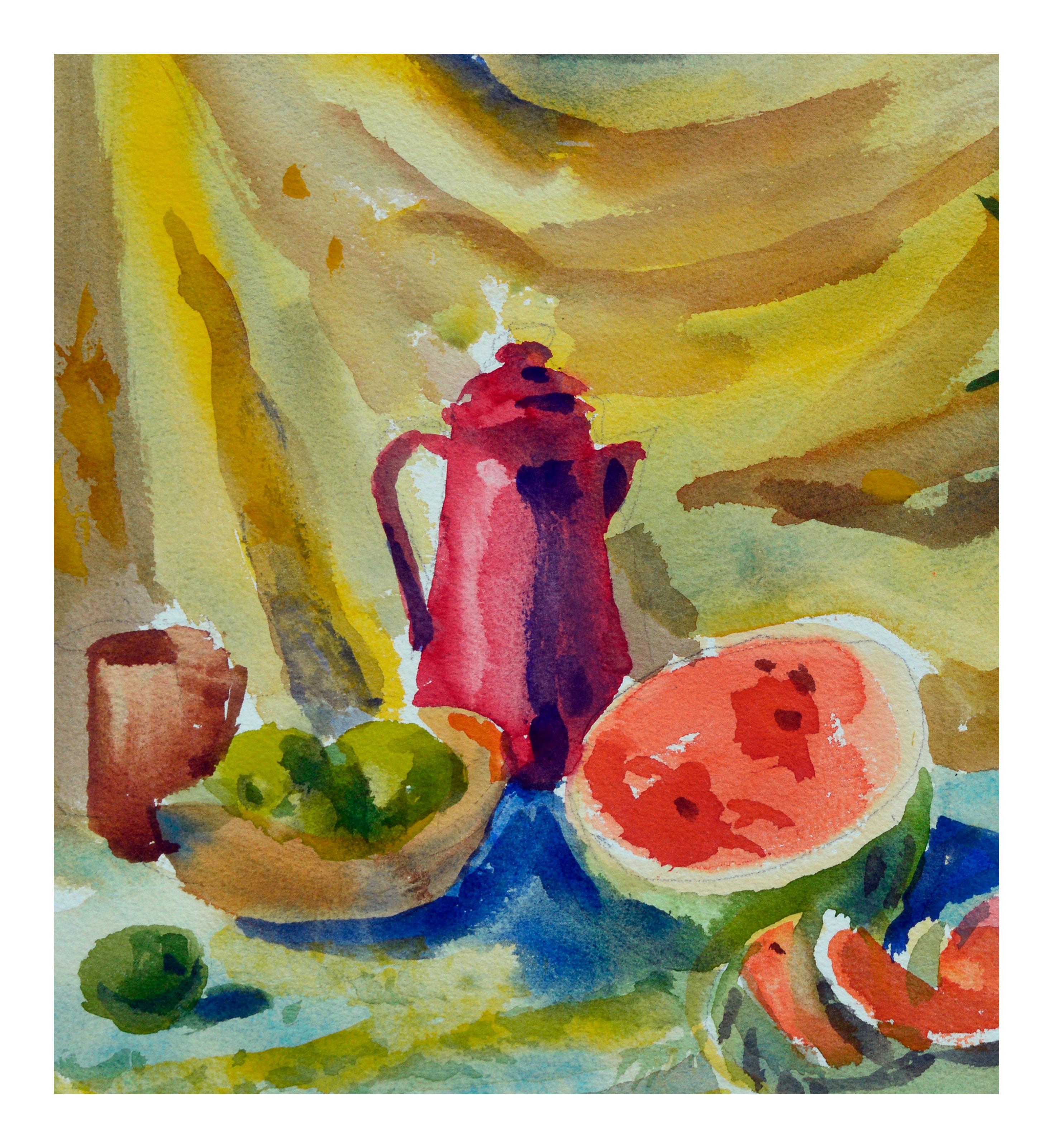 Watermelon Still Life - Painting by Les Anderson