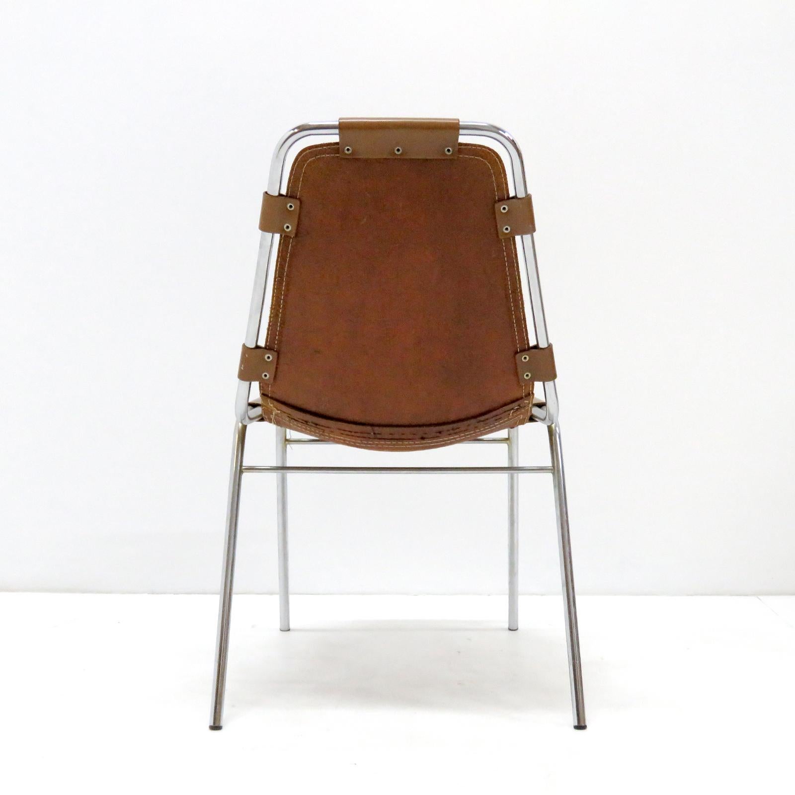 Leather “Les Arc” Chair Selected by Charlotte Perriand For Sale