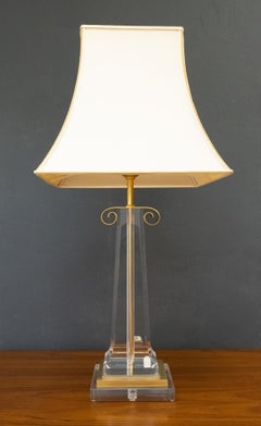 Les Arcades Lucite Gold-Plated Brass Table Lamp