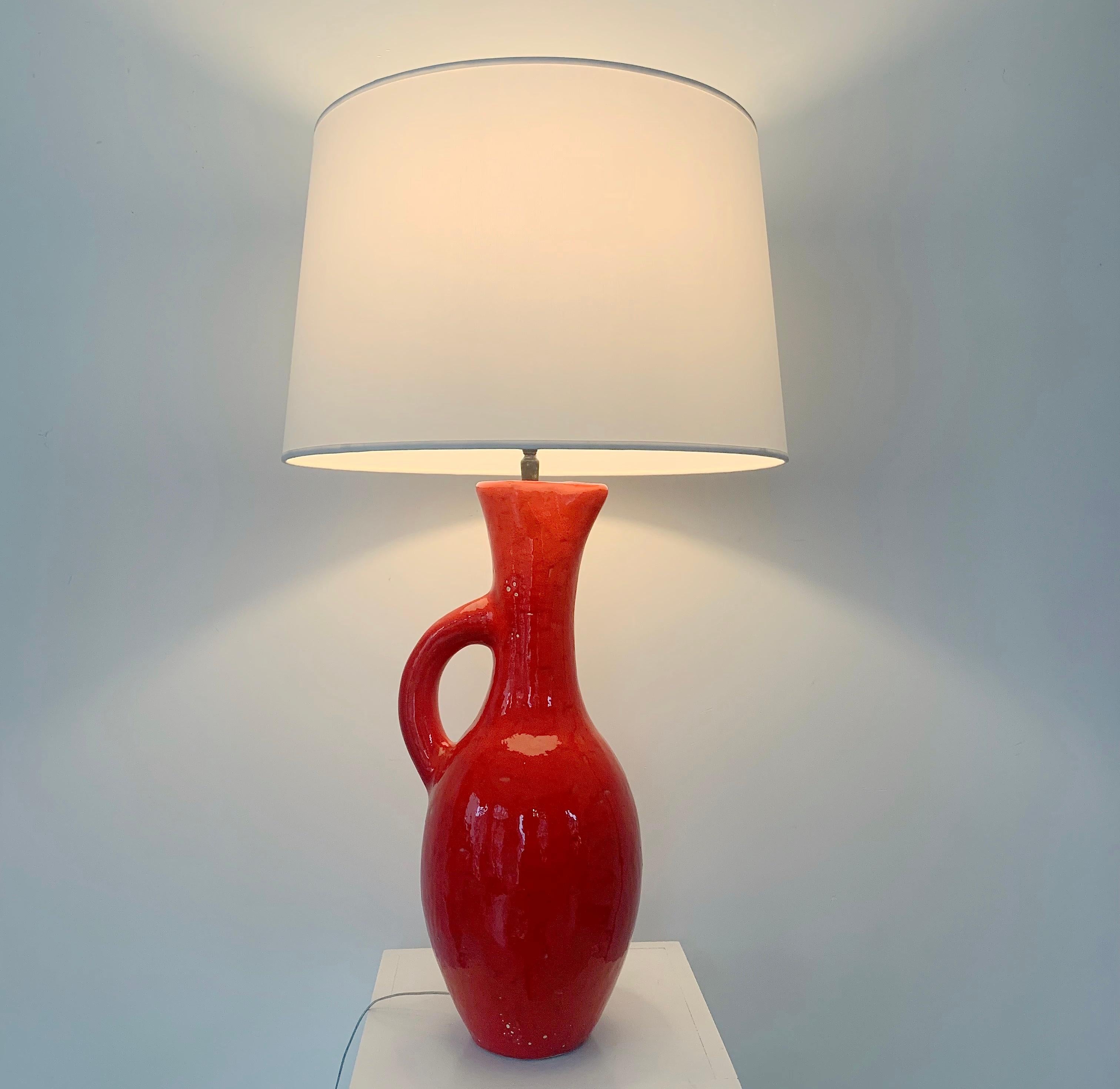 Les Archanges/Gilbert Valentin Large Signed Table Lamp, 1950s, Vallauris. 2