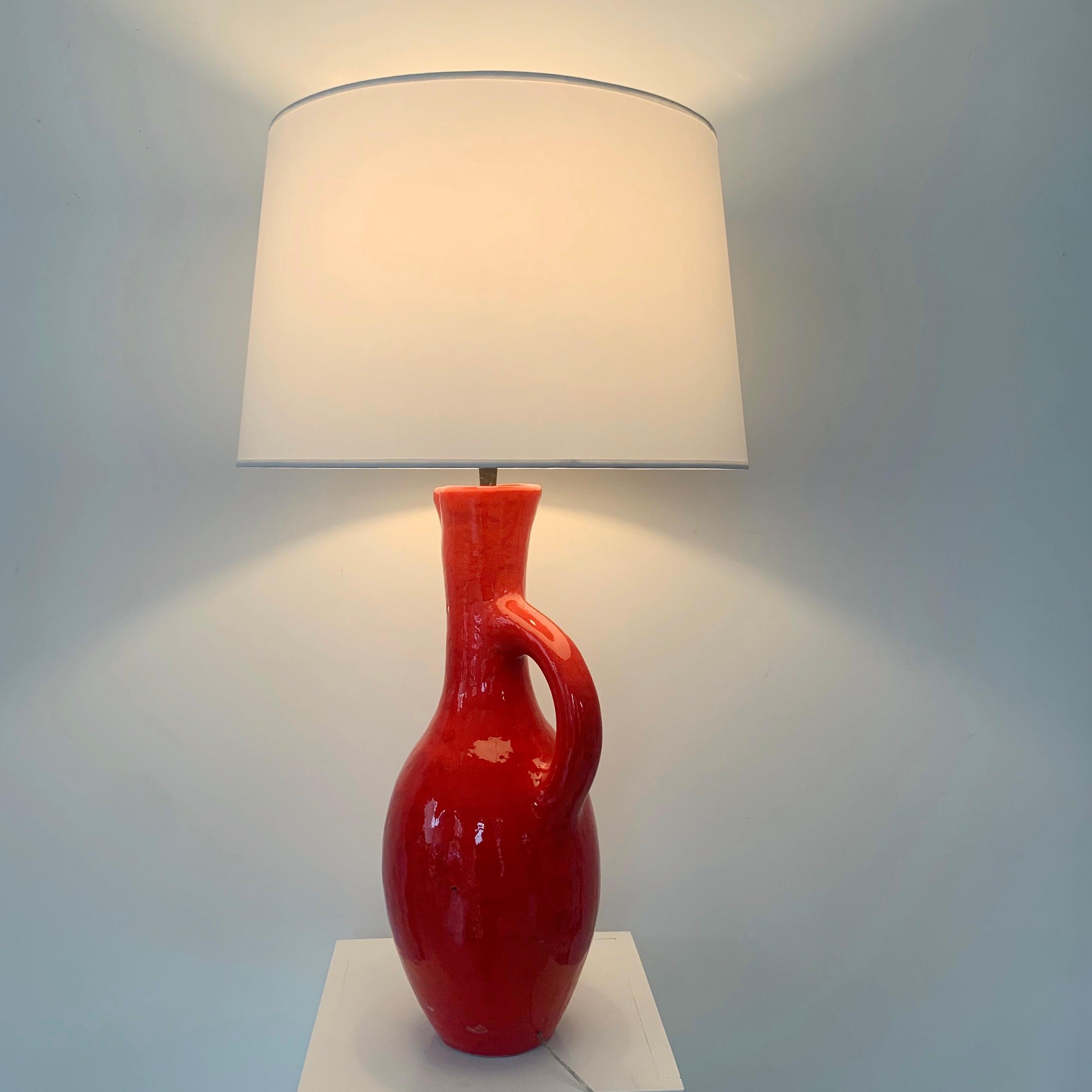 Les Archanges/Gilbert Valentin Grande lampe de table signée, années 1950, Vallauris. en vente 3