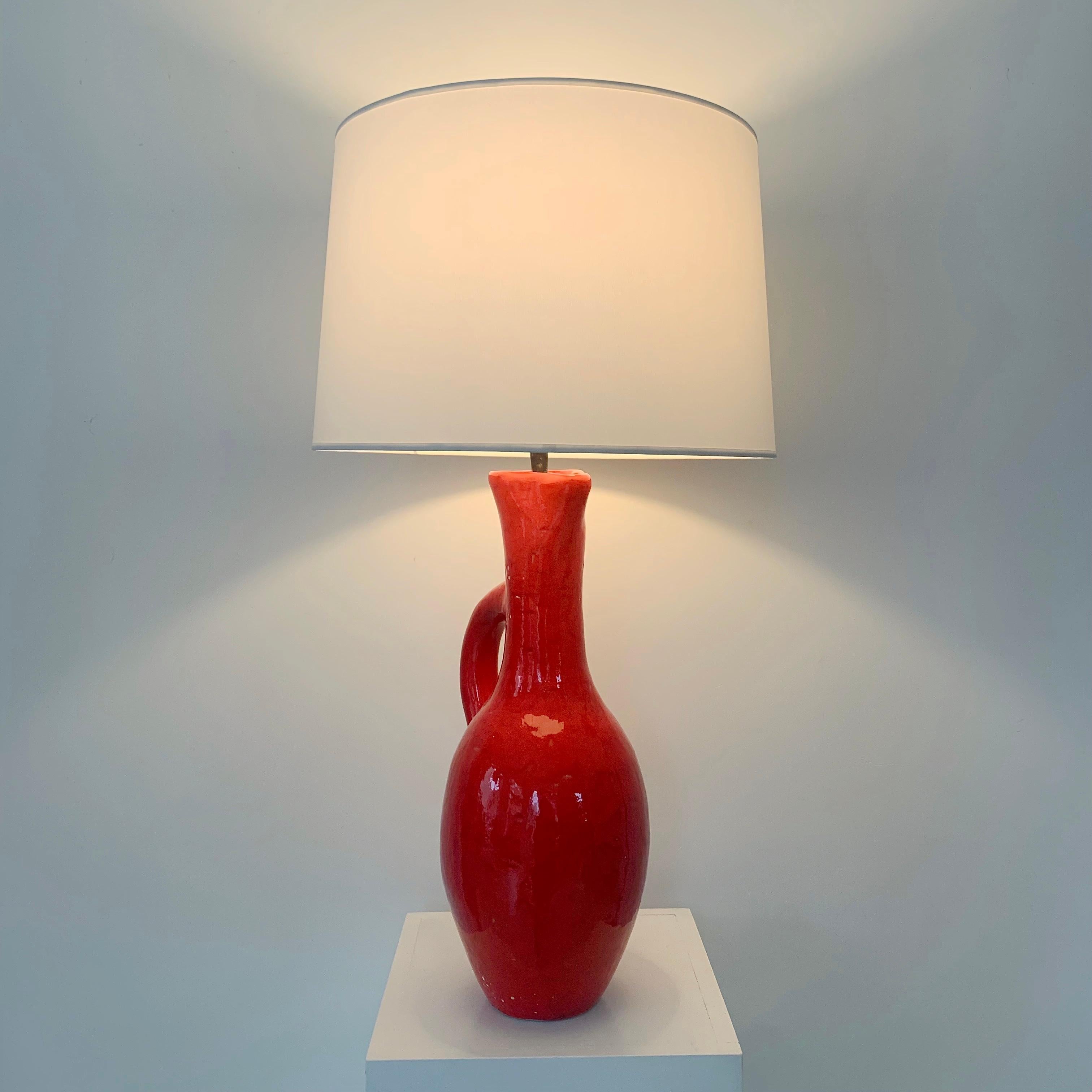 Les Archanges/Gilbert Valentin Large Signed Table Lamp, 1950s, Vallauris. 4