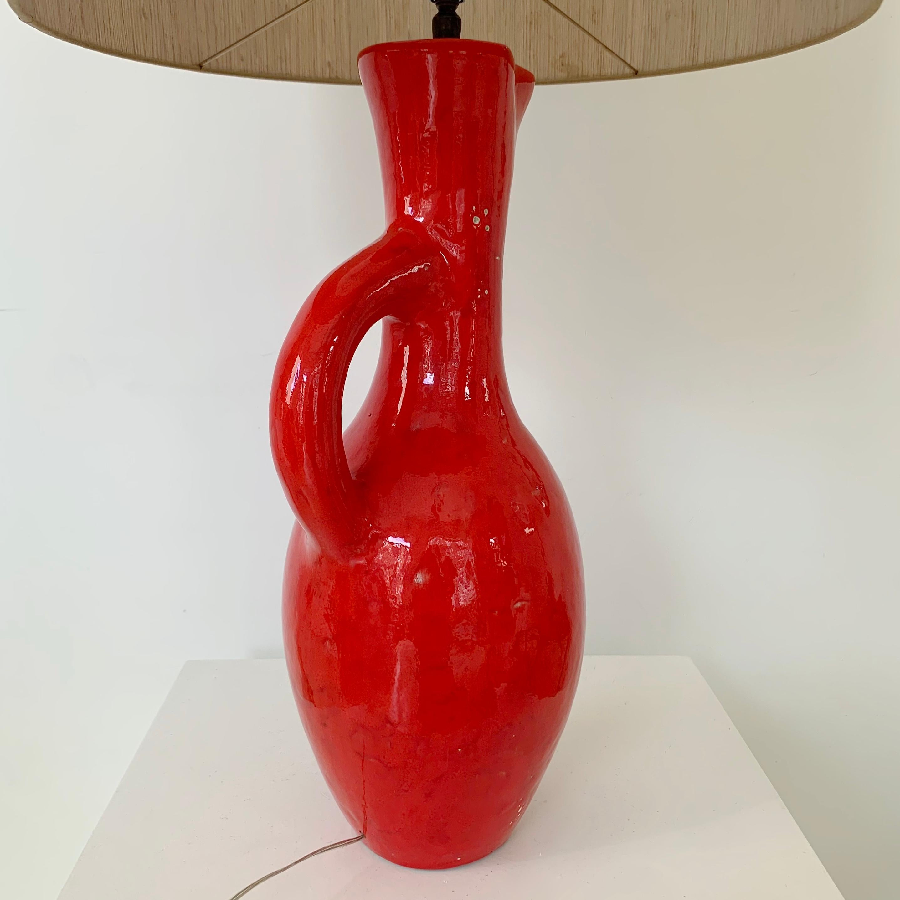 Les Archanges/Gilbert Valentin Large Signed Table Lamp, 1950s, Vallauris. 9