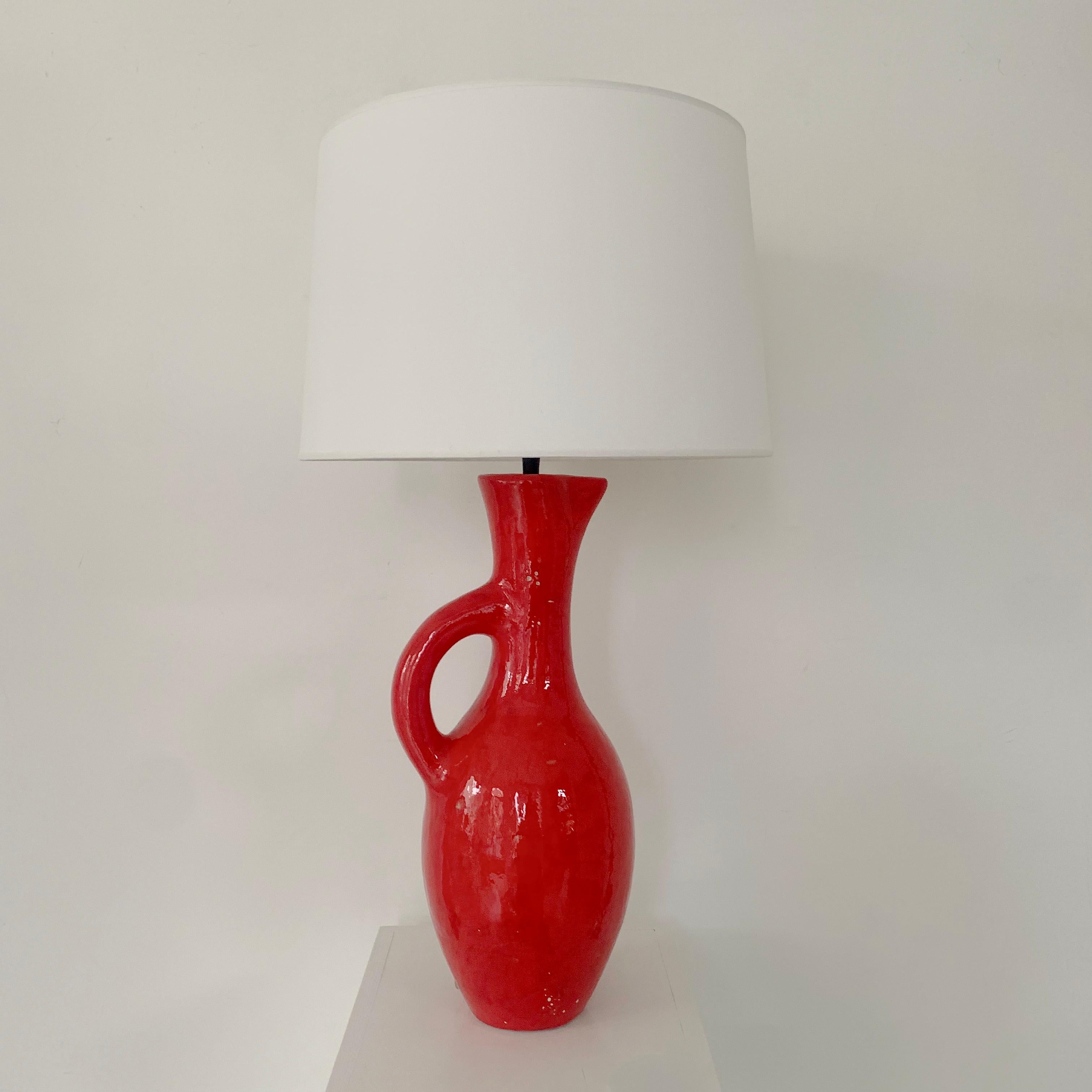 Mid-Century Modern Les Archanges/Gilbert Valentin Large Signed Table Lamp, 1950s, Vallauris.