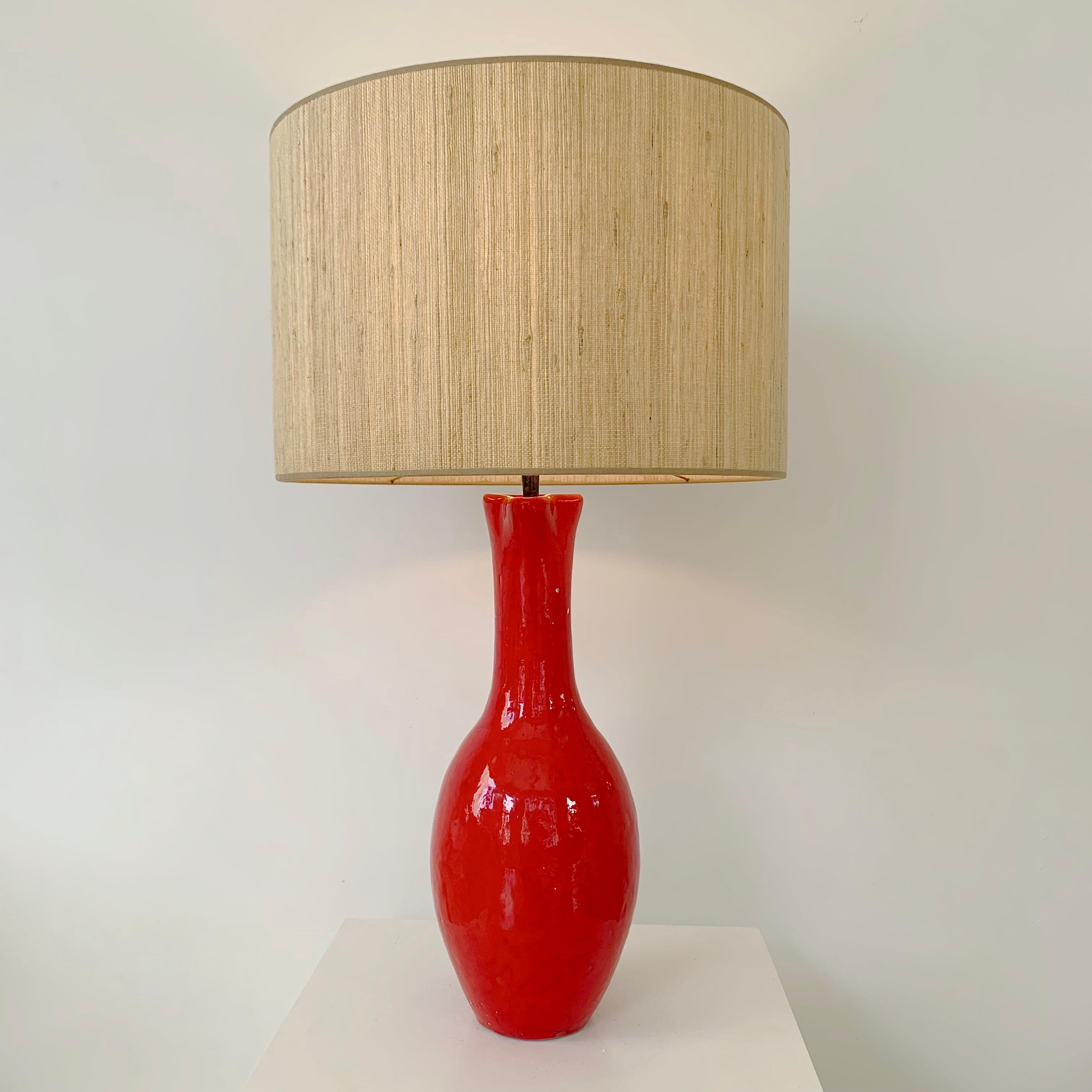 Mid-20th Century Les Archanges/Gilbert Valentin Large Signed Table Lamp, 1950s, Vallauris.